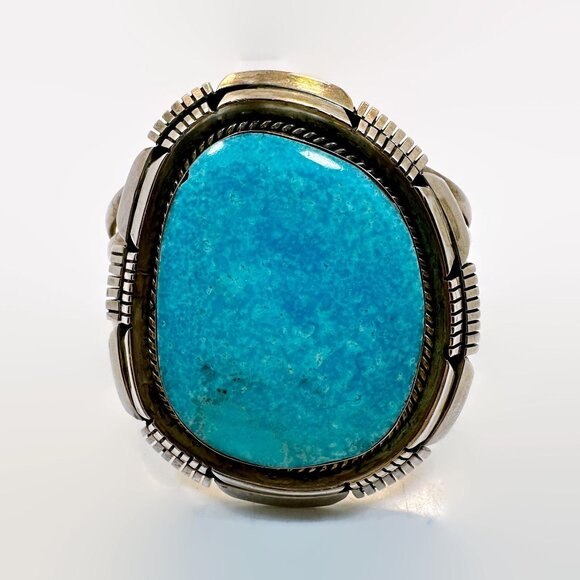 Vintage Turquoise Cuff Sterling Silver Native American Navajo Rita Touchine - Picture 8 of 10